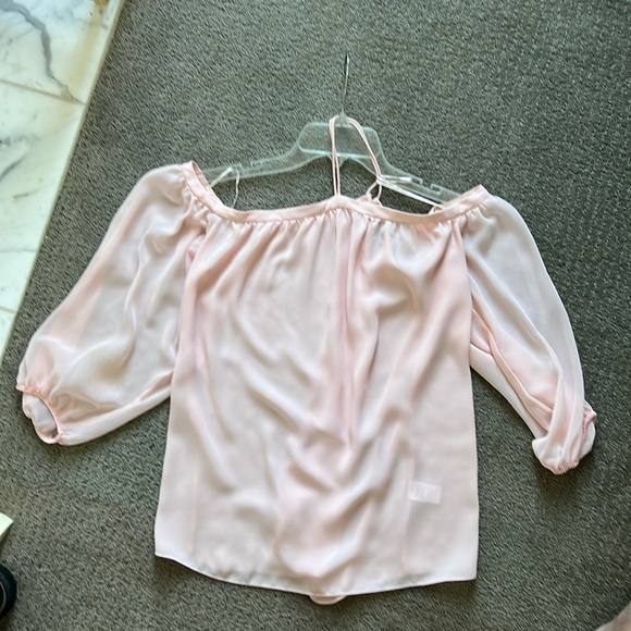 1. State Tops - Pretty polyester, pink off the shoulder blouse with sheer sleeves. Never worn